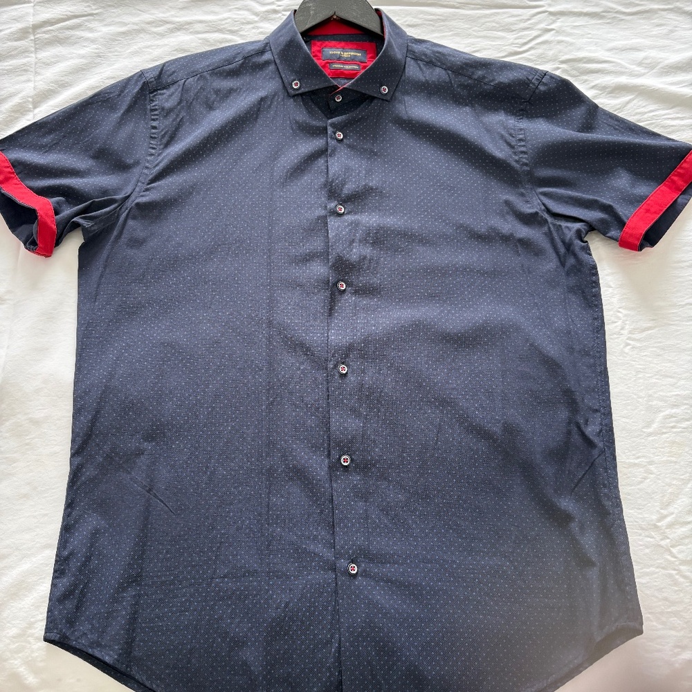 Men's Contrast Short Sleeve Dress Shirt